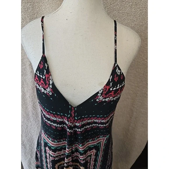 Charlie Jade Maxi Dress Womens L Black Floral With Multicolors Spaghetti Strap‎ - Picture 5 of 15